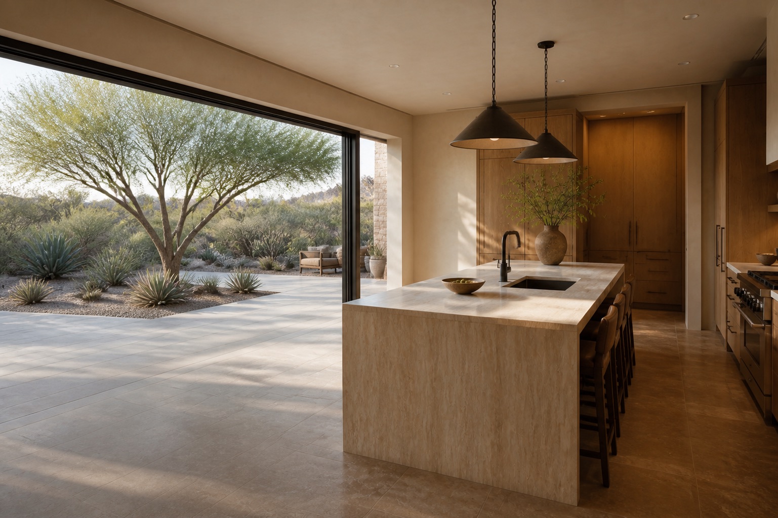 AI-generated fictional desert-modern home used for the Tempe, AZ service-area demo