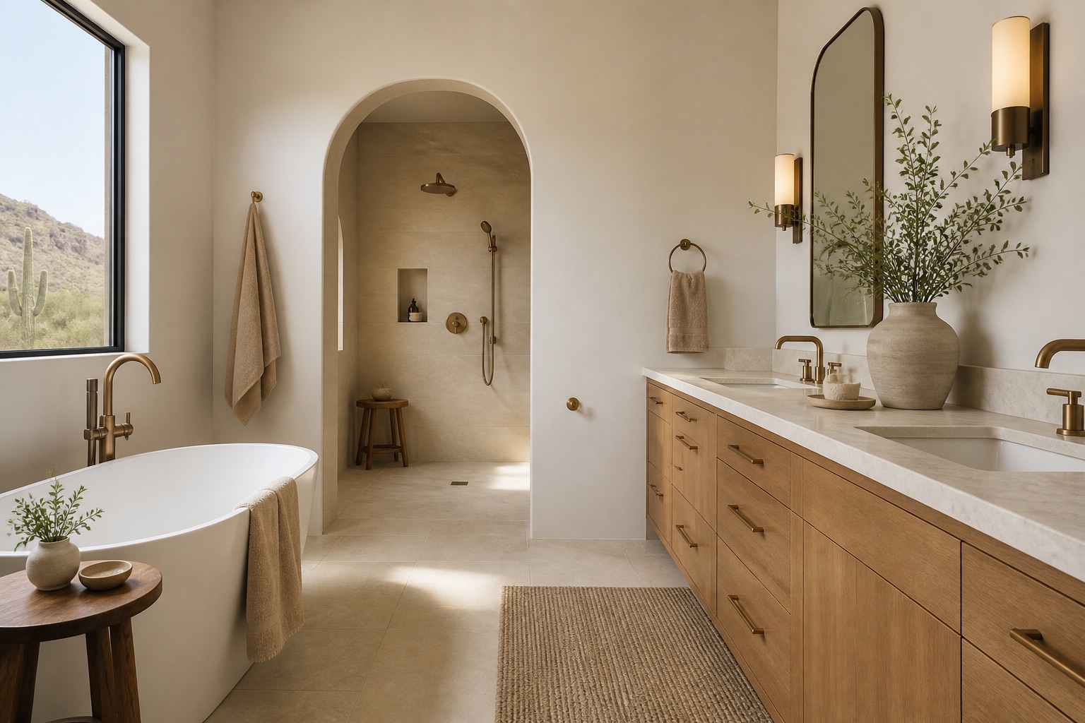 Spa-inspired bathroom with handcrafted tile